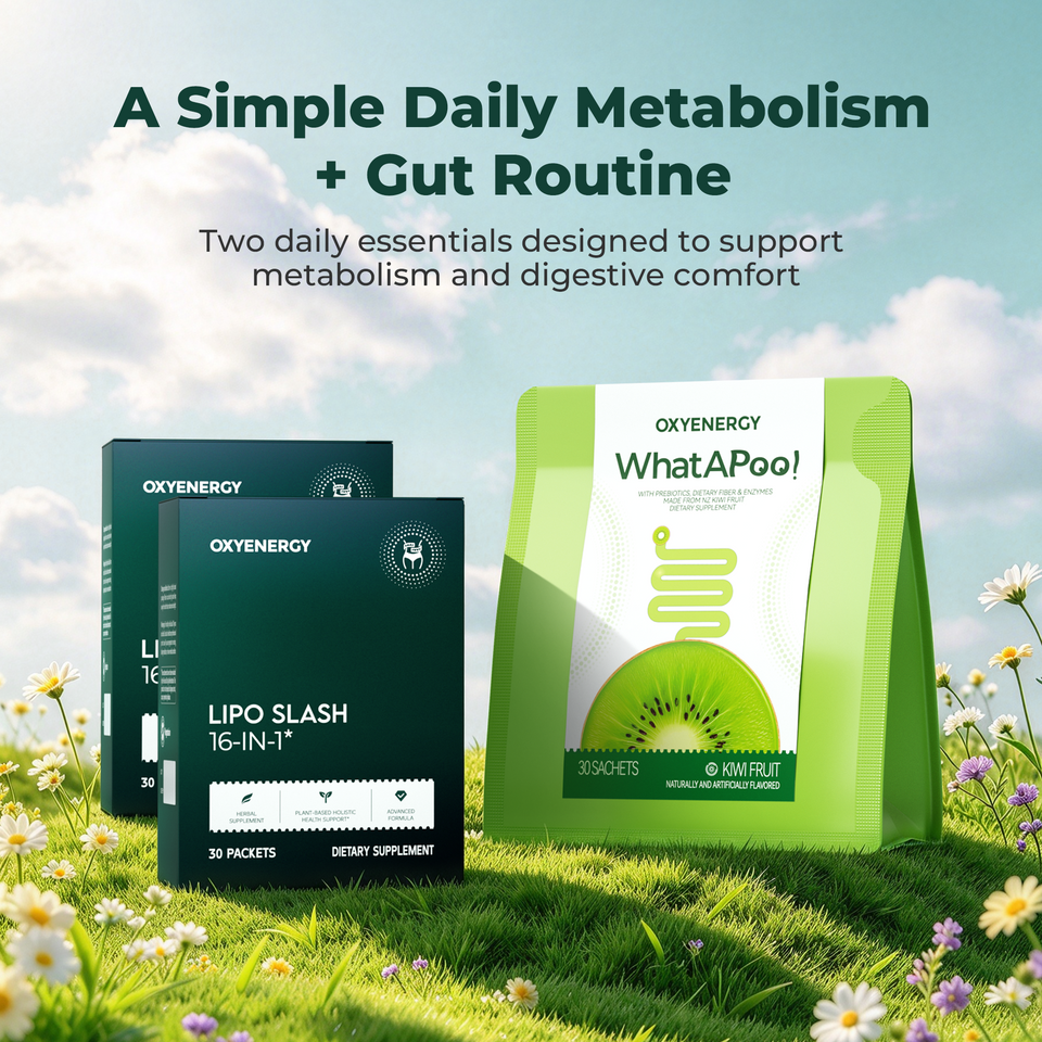 Lipo Slash and WhatAPoo! bundle displayed in a daily routine lifestyle scene