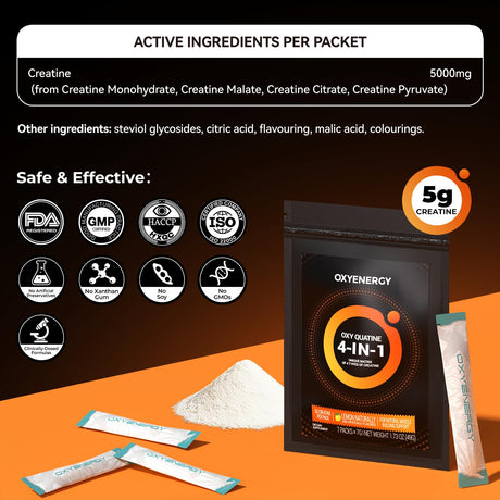 OxyEnergy Creatine Monohydrate Powder Travel Packs - Oxyenergy.us