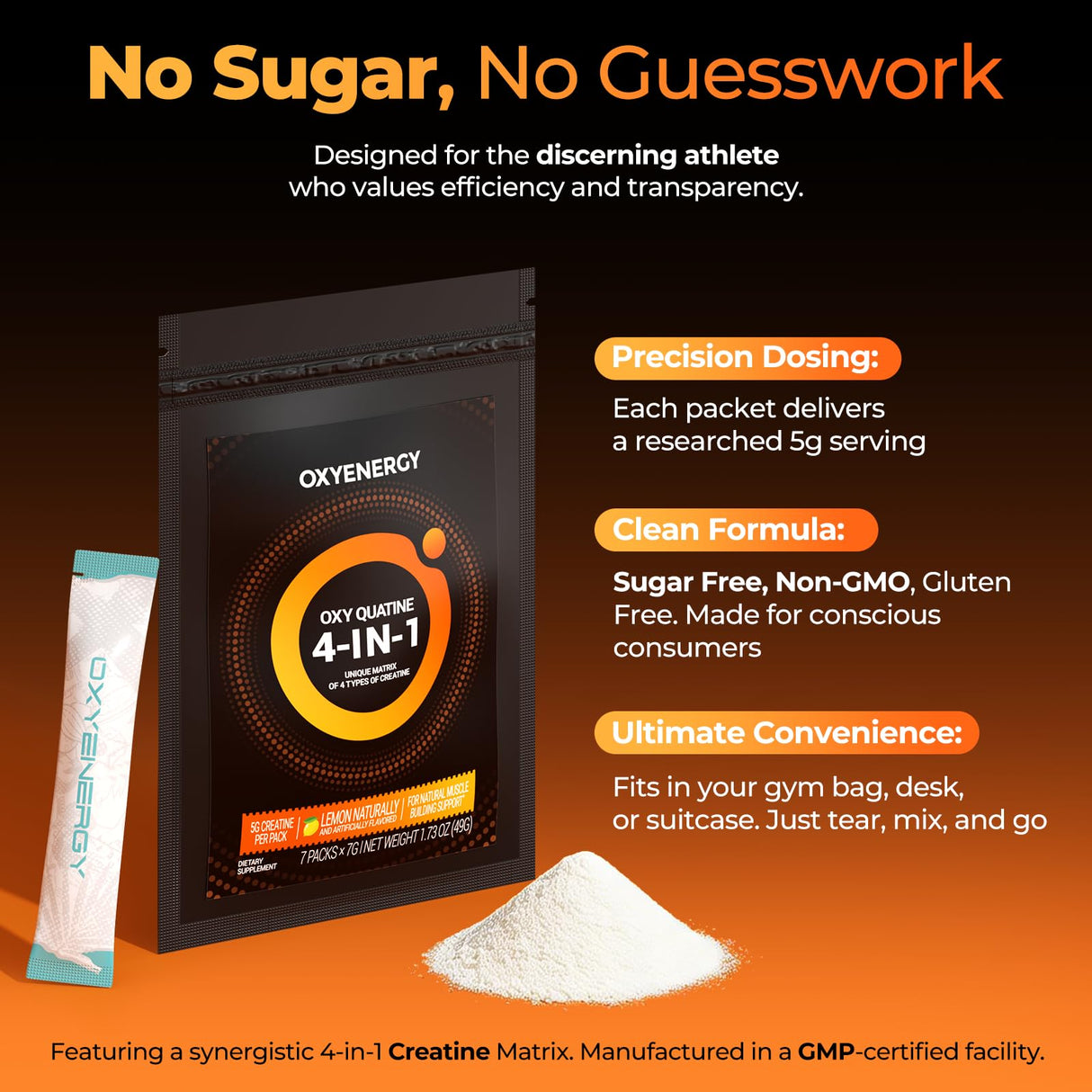 OxyEnergy Creatine Monohydrate Powder Travel Packs