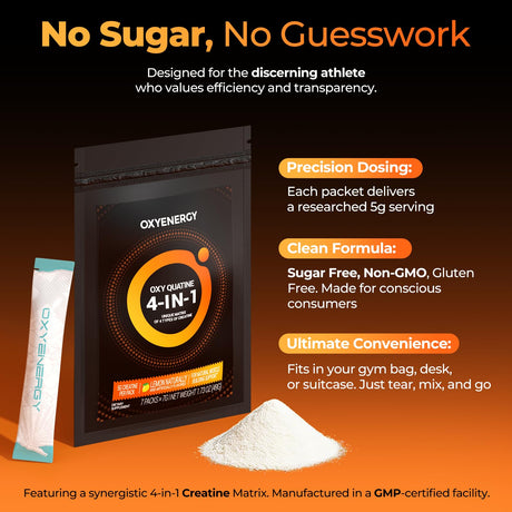 OxyEnergy Creatine Monohydrate Powder Travel Packs - Oxyenergy.us