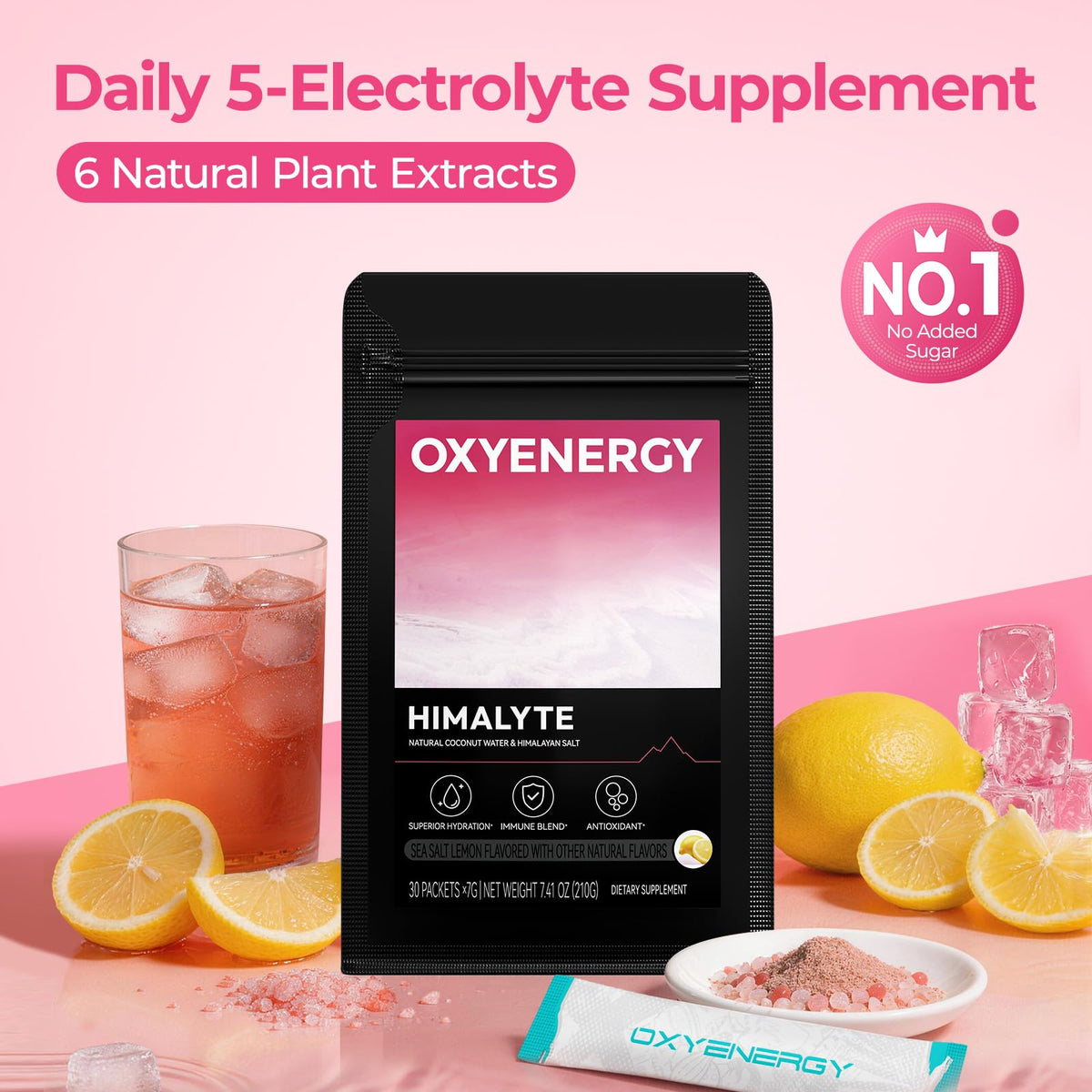 HIMALYTE Electrolyte Powder Packets – Sea Salt Lemon