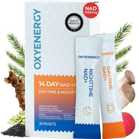 OxyEnergy NAD Supplement 1550 mg-Daytime Nicotinamide Riboside + Nighttime - Oxyenergy.us