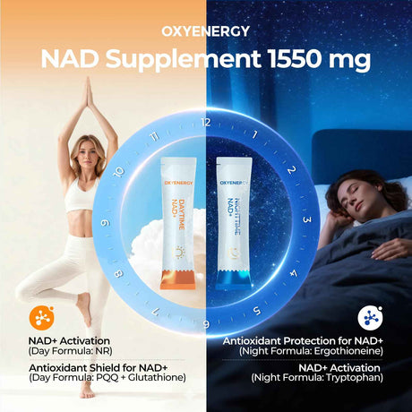 OxyEnergy NAD Supplement 1550 mg-Daytime Nicotinamide Riboside + Nighttime - Oxyenergy.us