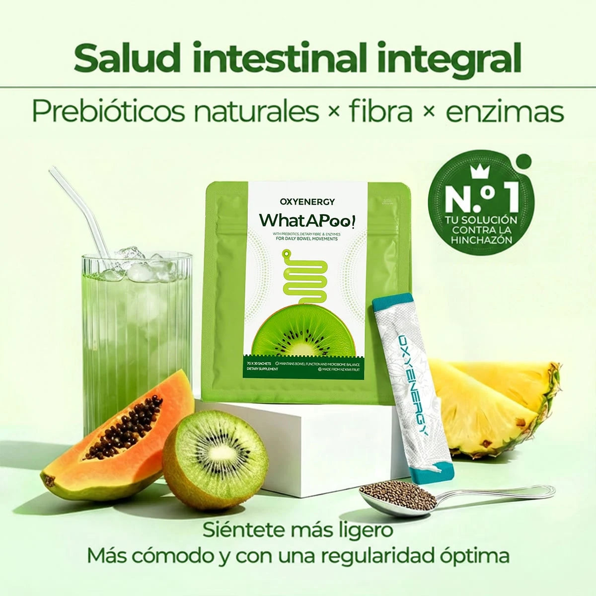OXYENERGY WhatAPoo! Fibra diaria suave + bienestar digestivo